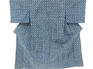 アンティーク　綿紬幾何学模様織り出し単衣着物